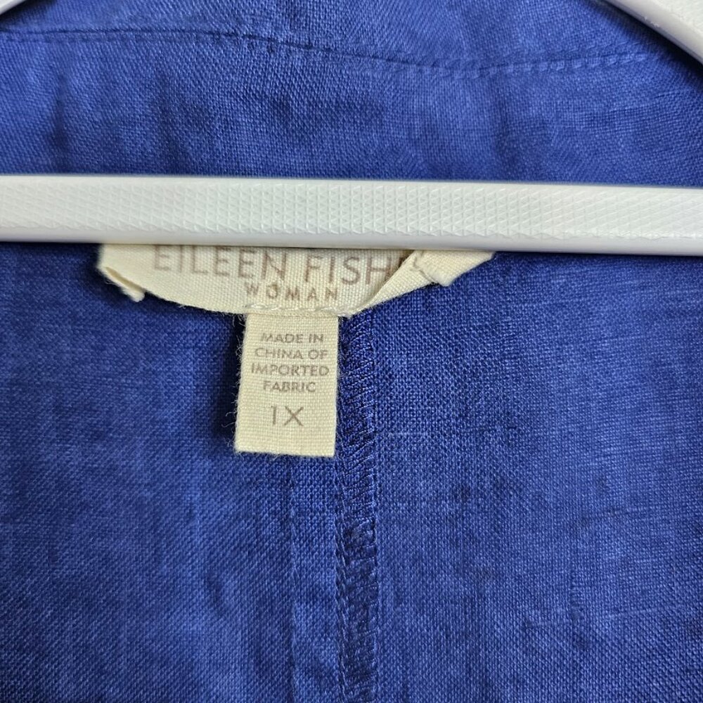 EILEEN FISHER Lightweight 100% Linen Blazer Jacket NAVY BLUE Plus size 1X Summer - Picture 3 of 7